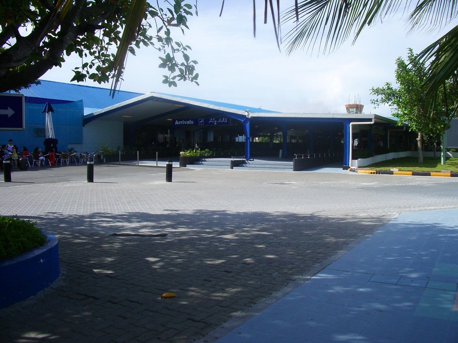 The arrivals entrance at Velana International Airport on Hulhulé Island, Maldives